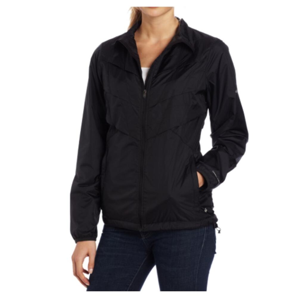 Columbia Kaleidaslope Black Windbreaker Zip jacket Women's Size S 3592